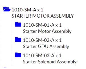 Starter-Motor BOM hierarchy
