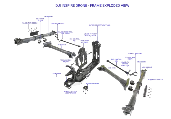 Drone-34-DJI-Drone-Frame-Exploded-View Drone-34-DJI-Drone-Frame-Exploded-View